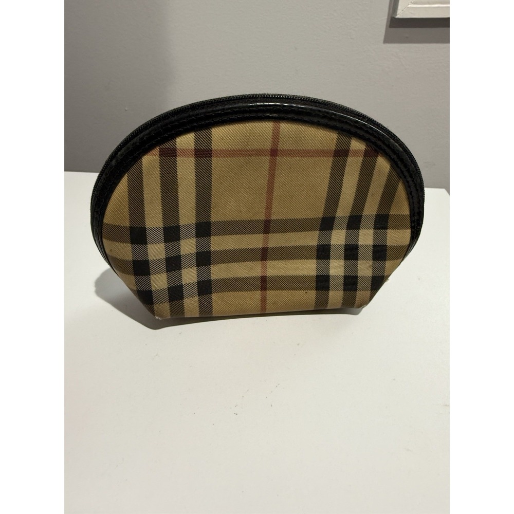 Burberry London Nova Check Netural Cosmetic Bag Vanity Pouch O